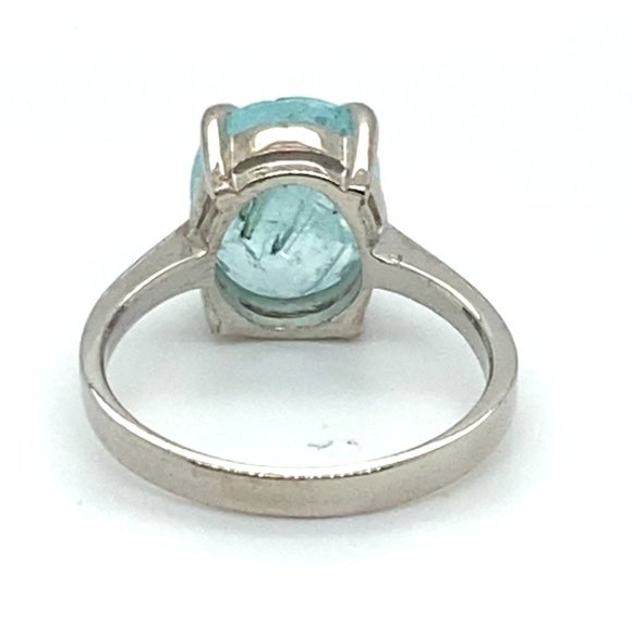 Paraiba Tourmaline 4.14ct Platinum Finish Solid 925 Sterling Silver Ring - Picture 5 of 6